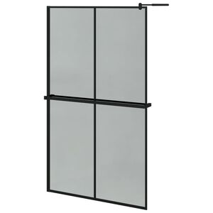 vidaXL Mampara ducha con estante vidrio ESG y aluminio negro 118x195cm