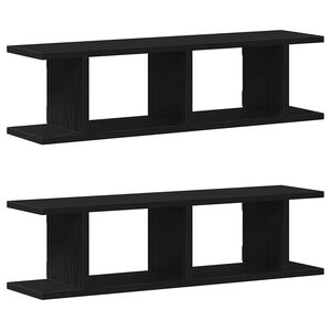 vidaXL Estantes de pared 2uds roble negro 75x18x20cm madera ingenier&iacute;a