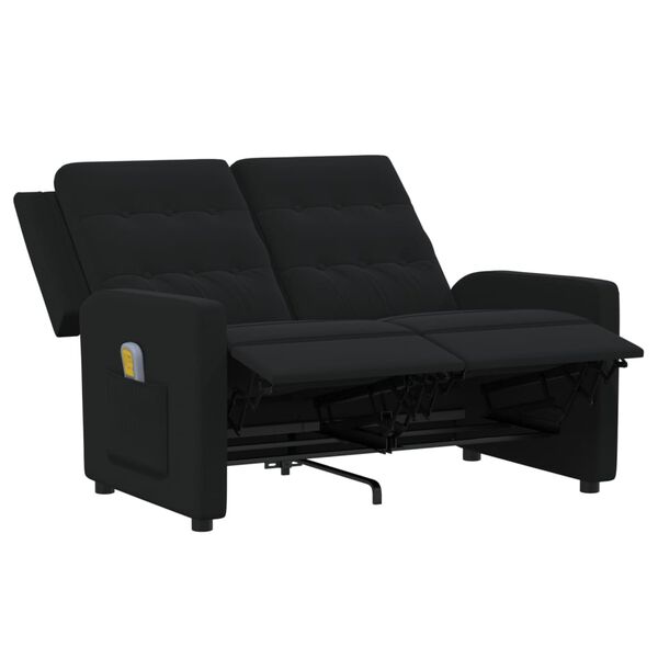 vidaXL Sillón reclinable de masaje de 2 plazas tela negro