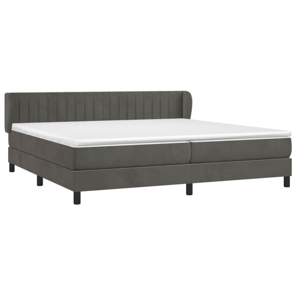 vidaXL Cama box spring con colch&oacute;n terciopelo gris oscuro 200x200 cm