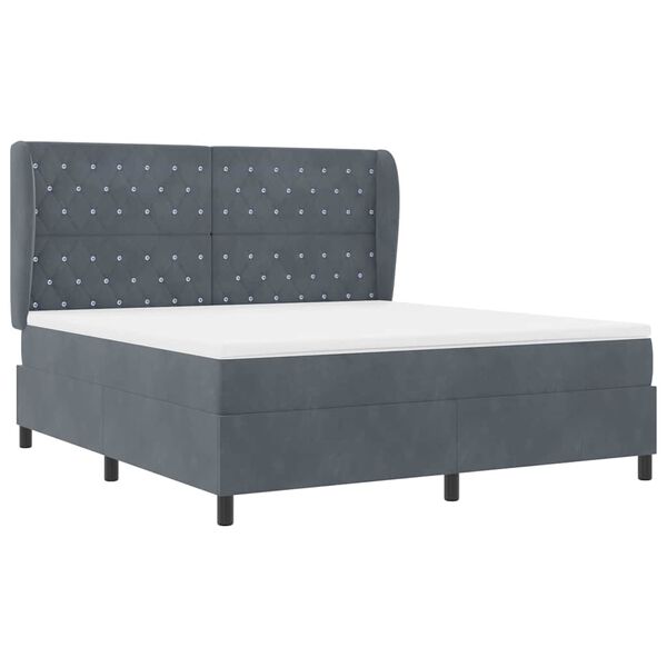 vidaXL Cama tipo Box Spring Gris oscuro 200 x 180 cm Poli&eacute;ster