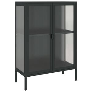vidaXL Aparador alto vidrio y acero negro 75x35x105 cm