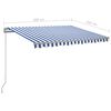 vidaXL Toldo retr&aacute;ctil autom&aacute;tico con postes azul y blanco 3x2,5 m