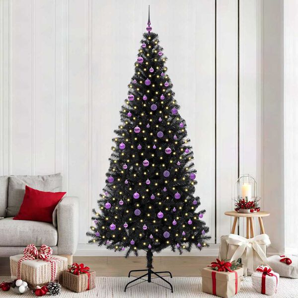 vidaXL &Aacute;rbol de Navidad con 300 LED con soporte Negro 240 cm PVC