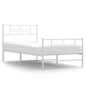 vidaXL Estructura cama sin colch&oacute;n con estribo metal blanco 100x200 cm