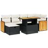 vidaXL Set de comedor de jard&iacute;n 7 pzas y cojines rat&aacute;n sint&eacute;tico negro