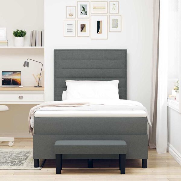 vidaXL Cama tipo Box Spring con colch&oacute;n Gris oscuro 120 x 190 cm tela