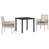 vidaXL Conjunto de Comedor de Jard&iacute;n 3 uds. Gris Claro rat&aacute;n sint&eacute;tico