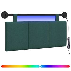 vidaXL Cabecero colgante Con luz LED Verde oscuro Tela