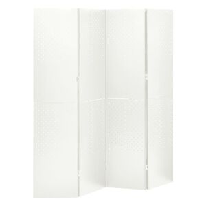 vidaXL Biombo divisor de 4 paneles acero blanco 160x180 cm