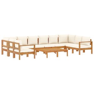 vidaXL Set de sof&aacute;s de jard&iacute;n con cojines 8 pzas madera maciza acacia