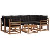 vidaXL Conjunto de sof&aacute;s de exterior con coj&iacute;n 7 pcs Natural y negro