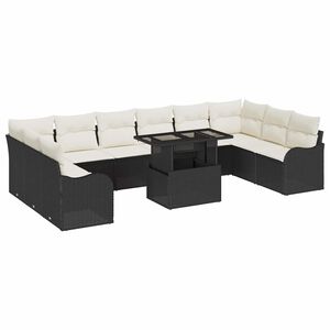 vidaXL Conjunto de sof&aacute; de jard&iacute;n 11 pcs Negro Rattan de Poli&eacute;ster