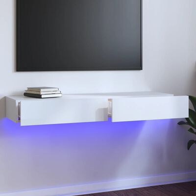vidaXL Mueble para TV con luces LED blanco brillante 120x35x15,5 cm
