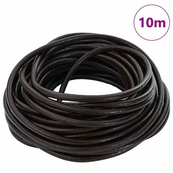 vidaXL Cordón de cuero Marrón Oscuro Ø4 mm x 10 m Cuero