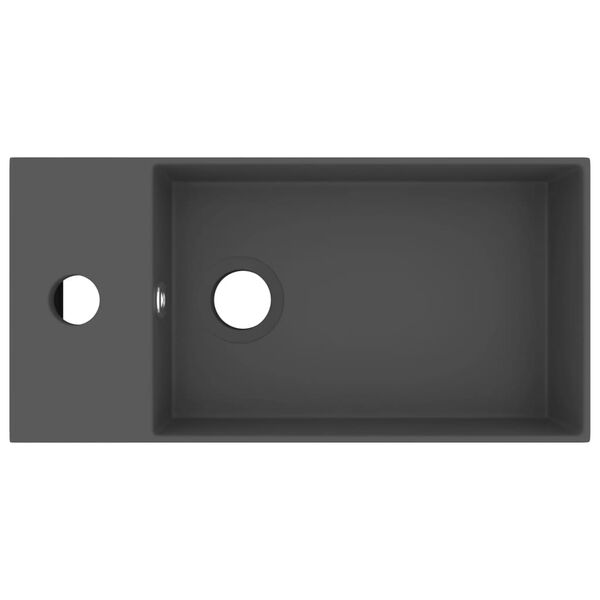 vidaXL Lavabo con rebosadero cerámica gris oscuro