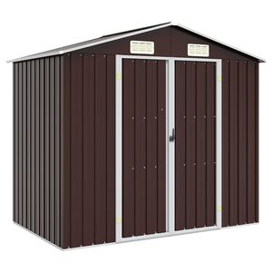 vidaXL Cobertizo de jard&iacute;n acero galvanizado marr&oacute;n 205x129x183 cm
