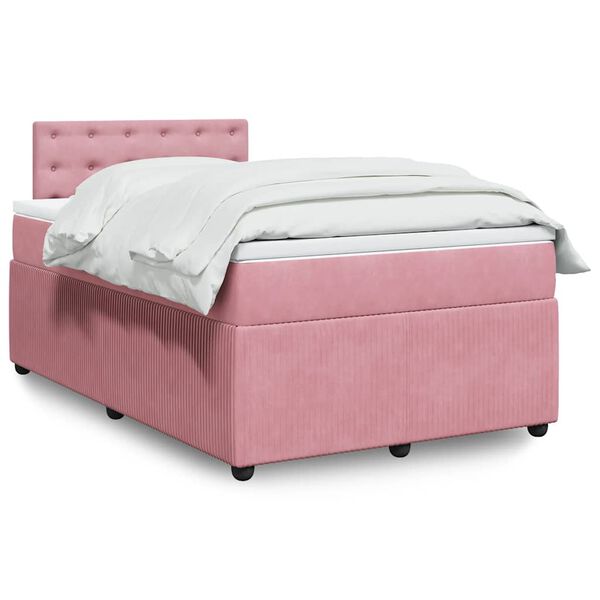 vidaXL Cama box spring con colch&oacute;n terciopelo rosa 120x200 cm
