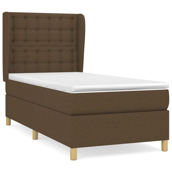 vidaXL Cama box spring con colch&oacute;n tela marr&oacute;n oscuro 80x200 cm
