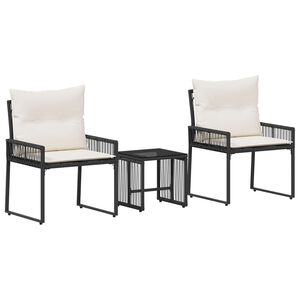 vidaXL Juego de muebles de exterior con coj&iacute;n 7 pcs Negro y Crema