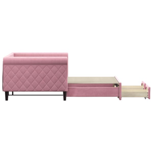 vidaXL Sofá cama nido con cajones terciopelo rosa 90x200 cm