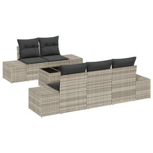 vidaXL Conjunto de sof&aacute; de jard&iacute;n 6 pcs Gris Claro y Gris Oscuro