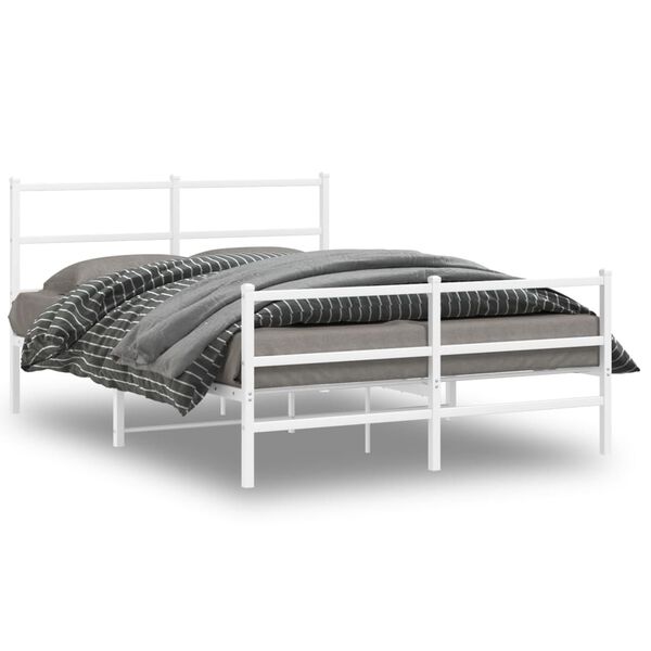 vidaXL Estructura cama sin colch&oacute;n con estribo metal blanco 140x200 cm