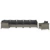 vidaXL Set de muebles de jard&iacute;n 7 pzas y cojines rat&aacute;n sint&eacute;tico gris