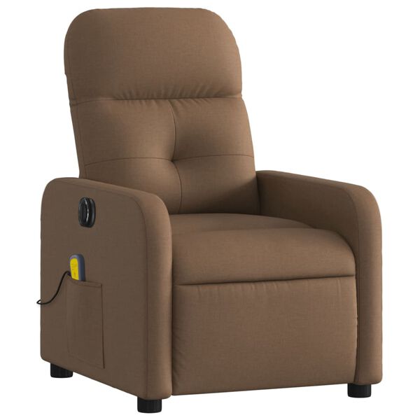 vidaXL Sillón reclinable de masaje eléctrico tela marrón