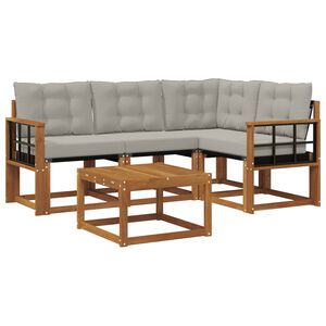vidaXL Conjunto de sof&aacute;s de exterior 5 uds. Gris Natural y Claro
