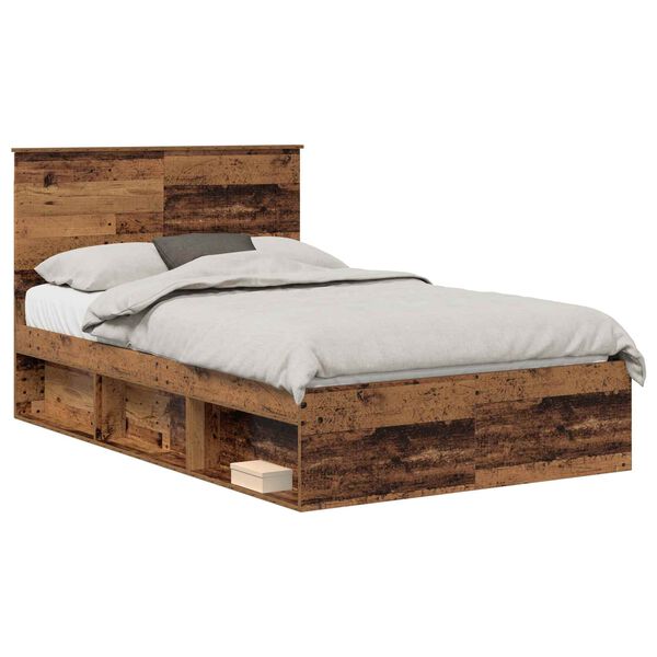 vidaXL Estructura de cama con cabecera Madera vieja 120 x 190 cm