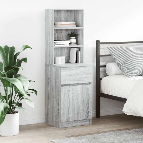 vidaXL Mesilla de noche gris Sonoma 39x35x125 cm madera de ingenier&iacute;a