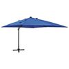 vidaXL Sombrilla jard&iacute;n voladiza palo y luces LED azul celeste 300 cm