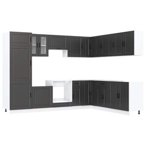 vidaXL Mueble de cocina Porto negra 14 piezas madera contrachapada