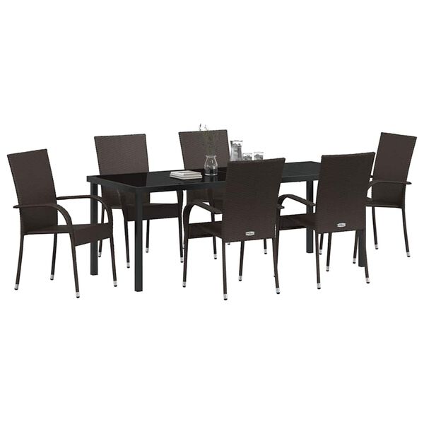 vidaXL Conjunto de Comedor de Jard&iacute;n 7 pcs Marr&oacute;n