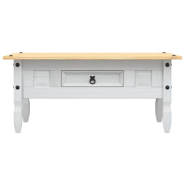 vidaXL Mesa de centro Corona Range pino mexicano blanco 100x55x44 cm