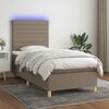 vidaXL Cama box spring colch&oacute;n y luces LED gris taupe 80x200 cm