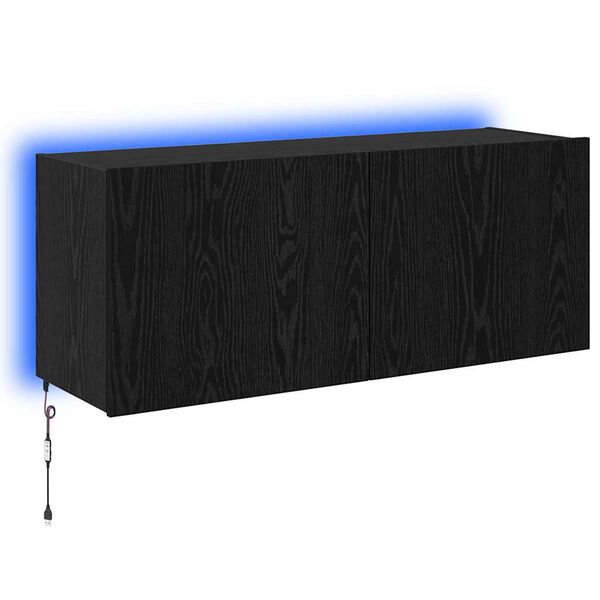vidaXL Mueble de TV Montado en la Pared Roble Negro 100 x 35 x 41 cm