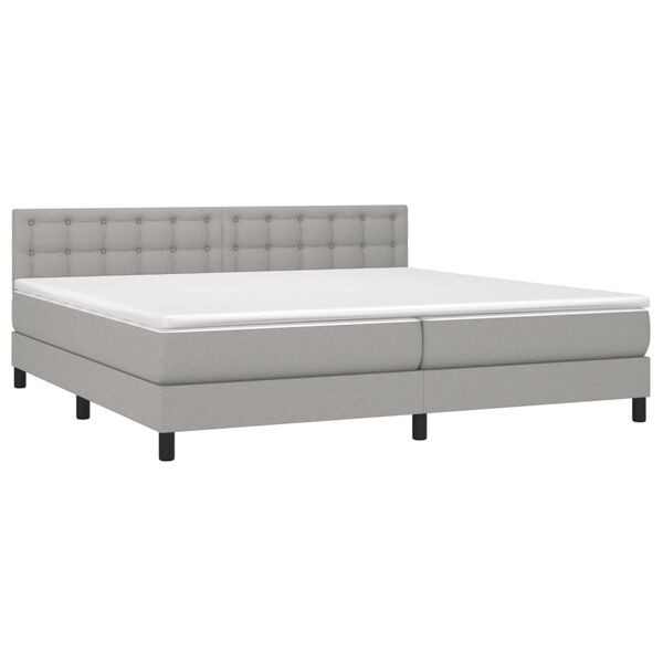 vidaXL Cama box spring con colch&oacute;n tela gris claro 200x200 cm