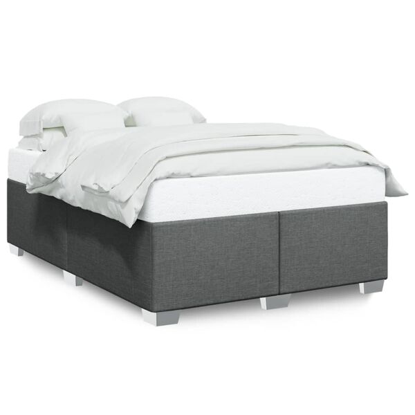 vidaXL Cama sin colch&oacute;n tela gris oscuro 140x190 cm