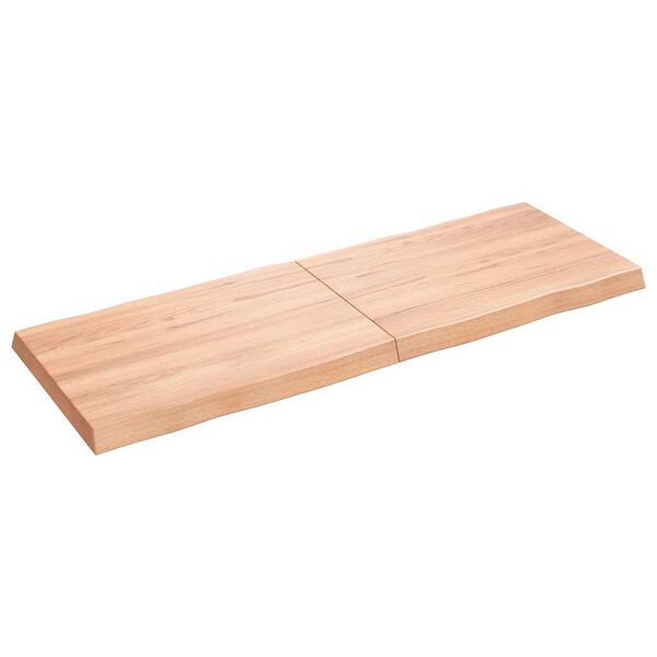 vidaXL Tablero mesa madera tratada borde natural marr&oacute;n 140x50x(2-6)cm