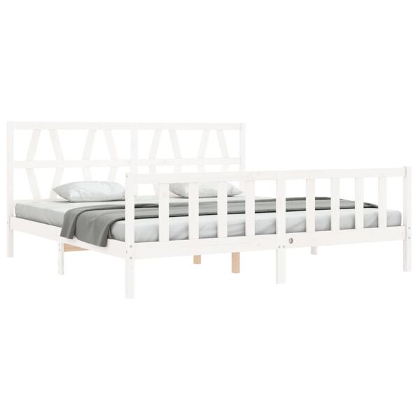 vidaXL Estructura de cama sin colch&oacute;n madera maciza blanca 200x200 cm