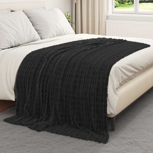 vidaXL Mantitas de Sof&aacute; 6 pcs Negro 200 x 150 cm Lana