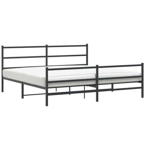 vidaXL Estructura cama sin colch&oacute;n con estribo metal negro 200x200 cm
