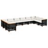 vidaXL Set de sof&aacute;s de jard&iacute;n 10 pzas cojines rat&aacute;n sint&eacute;tico negro