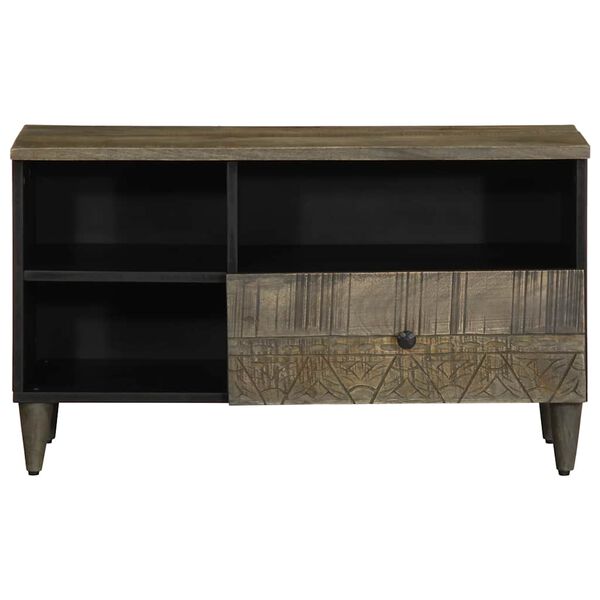 vidaXL Mueble de TV madera maciza de mango negro 80x33x46 cm