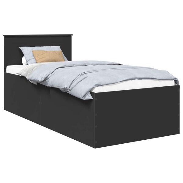 vidaXL Estructura de cama Negro 90 x 200 cm Madera de ingenier&iacute;a