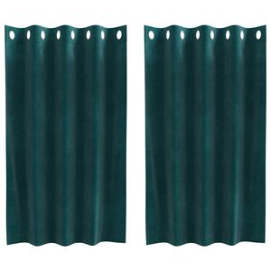 vidaXL Cortinas opacas 2 pcs Verde oscuro 140 x 140 cm Terciopelo
