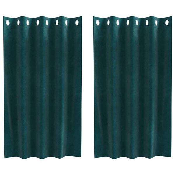 vidaXL Cortinas opacas 2 pcs Verde oscuro 140 x 140 cm Terciopelo