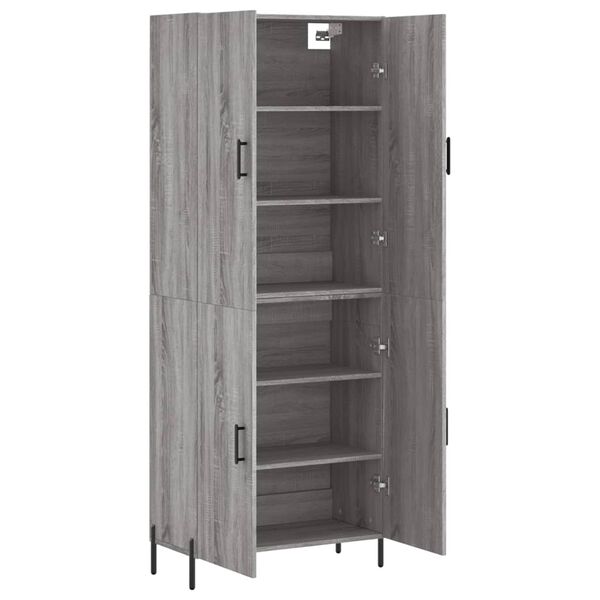 vidaXL Aparador alto madera contrachapada gris sonoma 69,5x34x180 cm